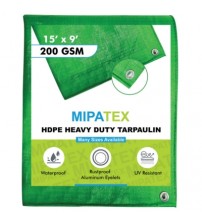 Mipatex Tarpaulin / Tirpal 15 Feet x 9 Feet 200 GSM (Green/White)